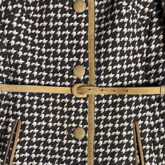 Vintage Horst Mandel Stylish Houndstooth Belted Wool Winter Coat - Picture 2 of 11